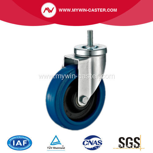 3'' Threaded Stem Swivel Blue Elastic Rubber Caster